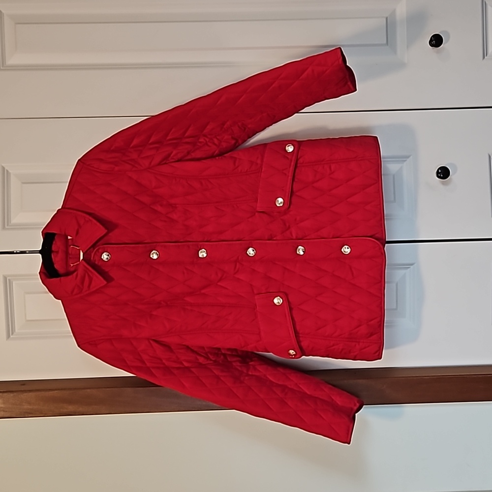 Chicos quilted barn jacket size 1 red